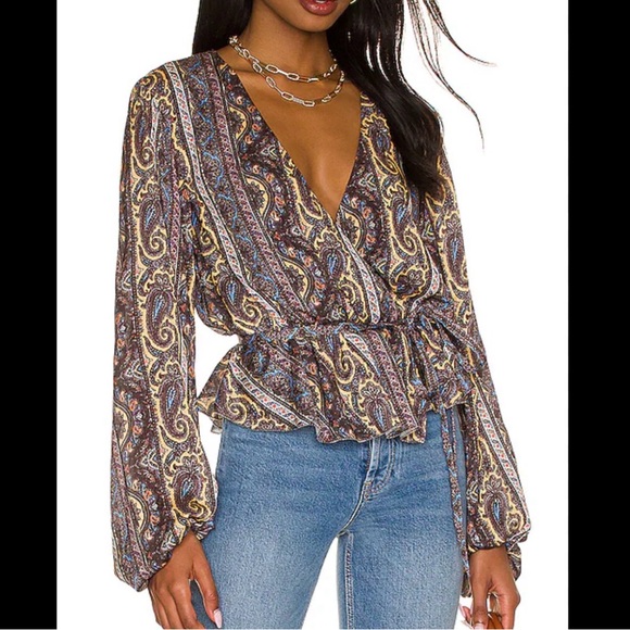 House of Harlow 1960 Tops - HOUSE OF HARLOW 1960 x REVOLVE Badia Top in Paisley Multi Size Medium